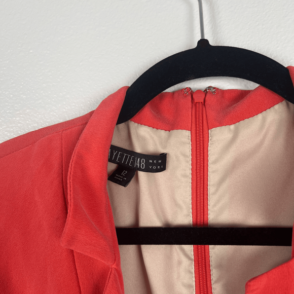 Lafayette 148 Silk Knee Length Short Sleeve Dress Orange Sz 12‎ - Picture 4 of 6